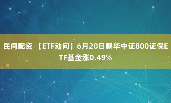 民间配资 【ETF动向】6月20日鹏华中证800证保ETF基金涨0.49%
